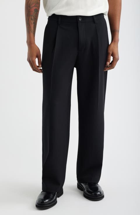 Relaxed Pleated Stretch Twill Pants