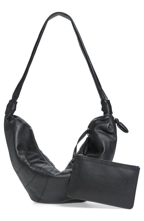Lemaire Large Croissant Leather Bag In Black