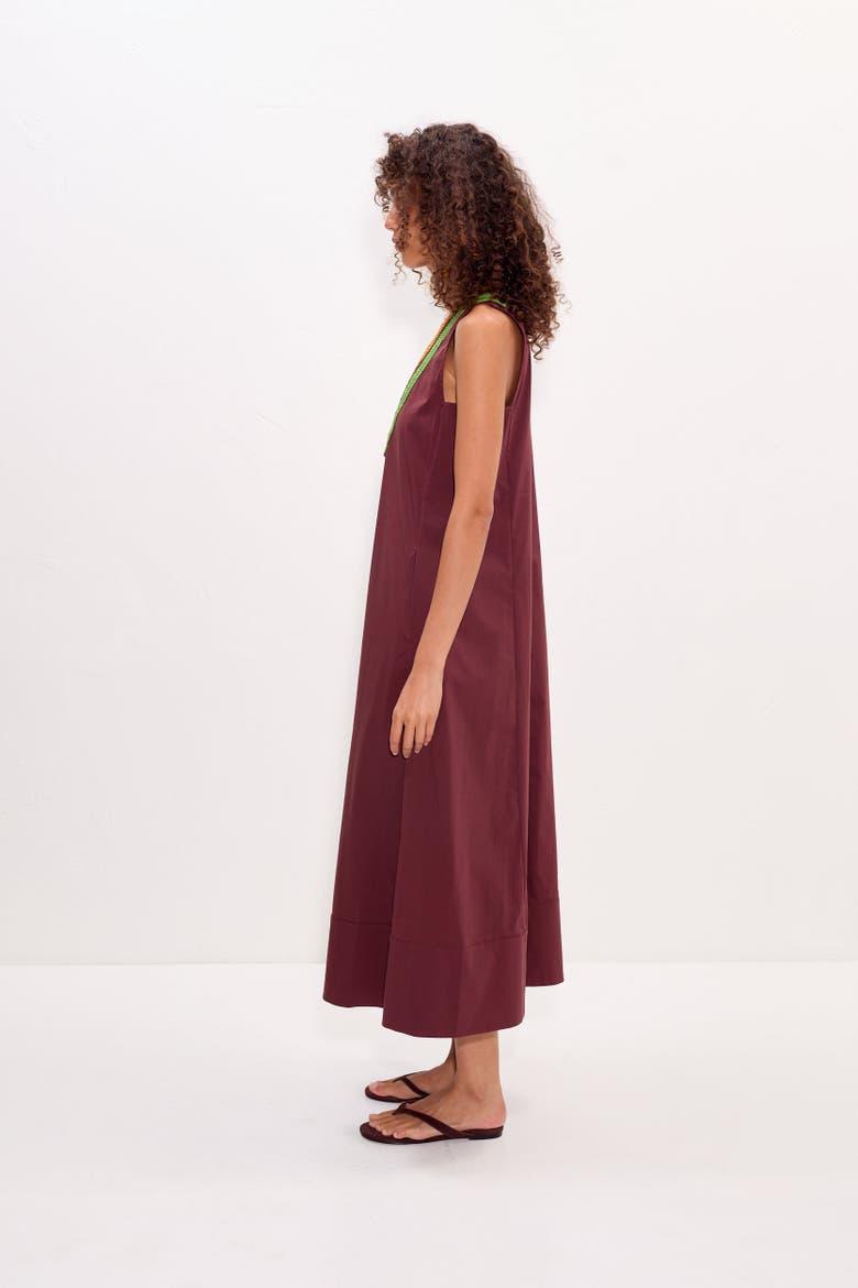 Mar Crochet Poplin Midi Dress, Alternate, color, Choco Brown