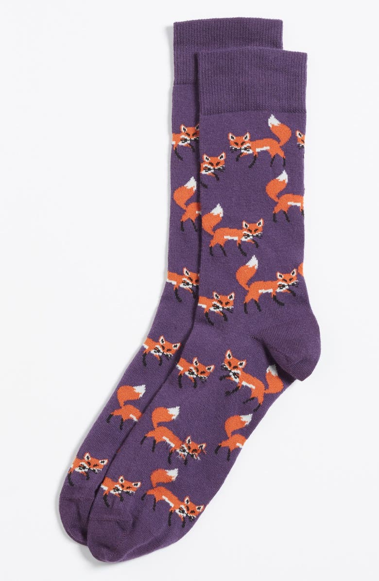 Topman Fox Pattern Socks, Main, color, 