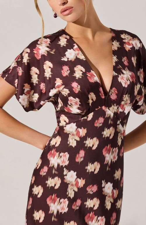 Astr The Label Talyha Floral Flutter Sleeve Maxi Dress In Brown