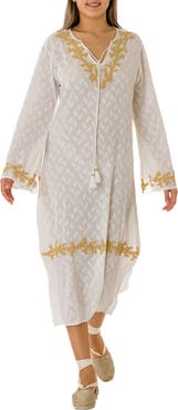 RANEES Embroidered Cotton Kaftan
