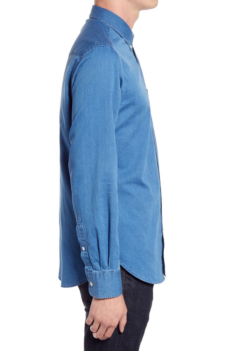 Officine Générale Antime Textured Denim Button-n Shirt, Alternate, color, 