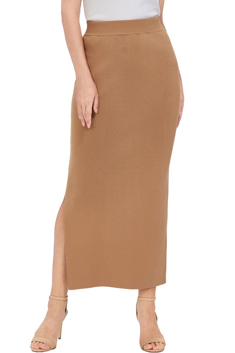 Women's Side Slit Knit Maxi Skirt, Main, color, Champagne