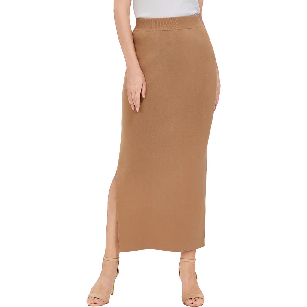 Kimi & Kai Side Slit Knit Maxi Skirt In Gold