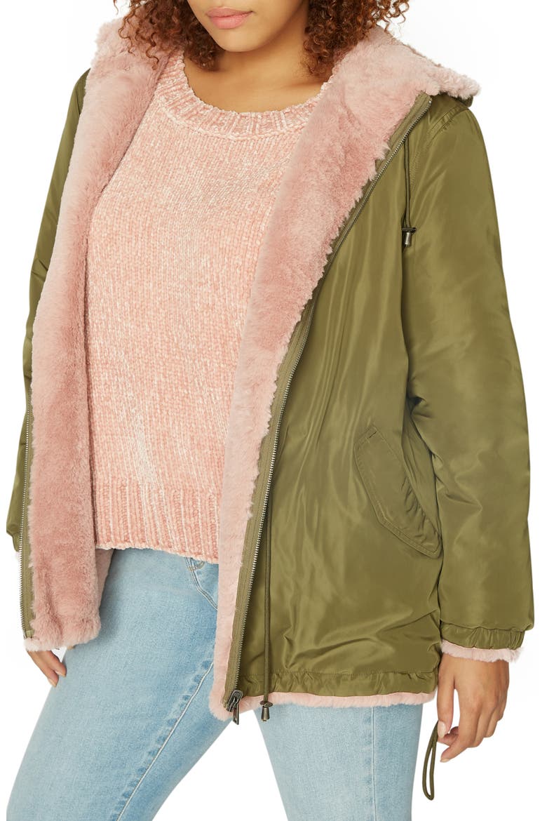 Faux Fur Snug Reversible Mini Parka, Alternate, color, PRSPRTY GR