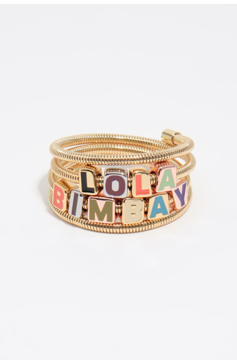 Bimba y Lola Spiral Bracelet With Multicolored Dice Logo, Alternate, color, Gold