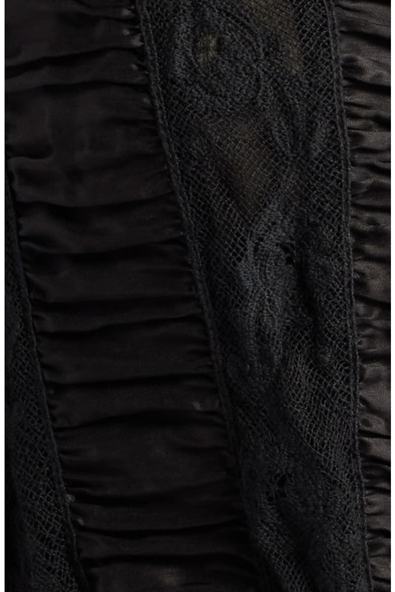 Kal Lace Trim Long Sleeve Minidress, Alternate, color, BLACK