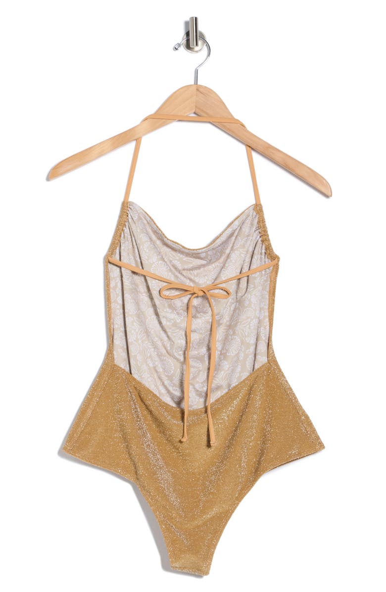 Free People Lurex Kerry One-Piece Swimsuit, Alternate, color, Gold