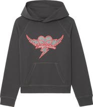 Zadig & Voltaire Georgy Heart Wings Strass Crystal Embellished Cotton Graphic Hoodie