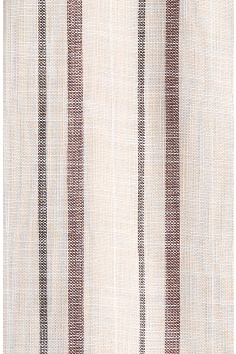 Kids' Stripe Cotton Camp Shirt, Alternate, color, BROWN