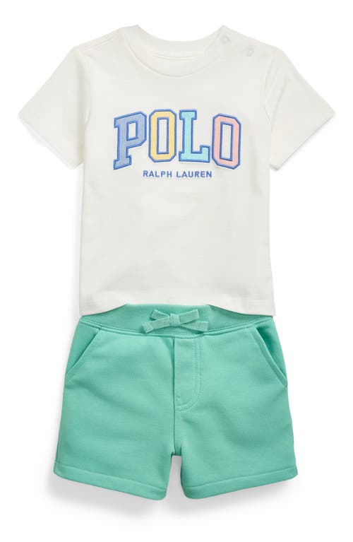 Polo Ralph Lauren Ralph Lauren Logo Embroidered Cotton Graphic T-shirt & Shorts Set In Paper White