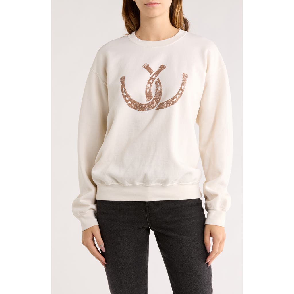 Project Social T Double Horseshoes Graphic Sweatshirt In White