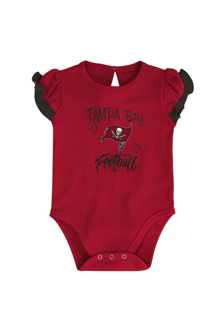 Newborn & Infant Red/Black Tampa Bay Buccaneers Too Much Love Two-Piece Bodysuit Set, Alternate, color, Red