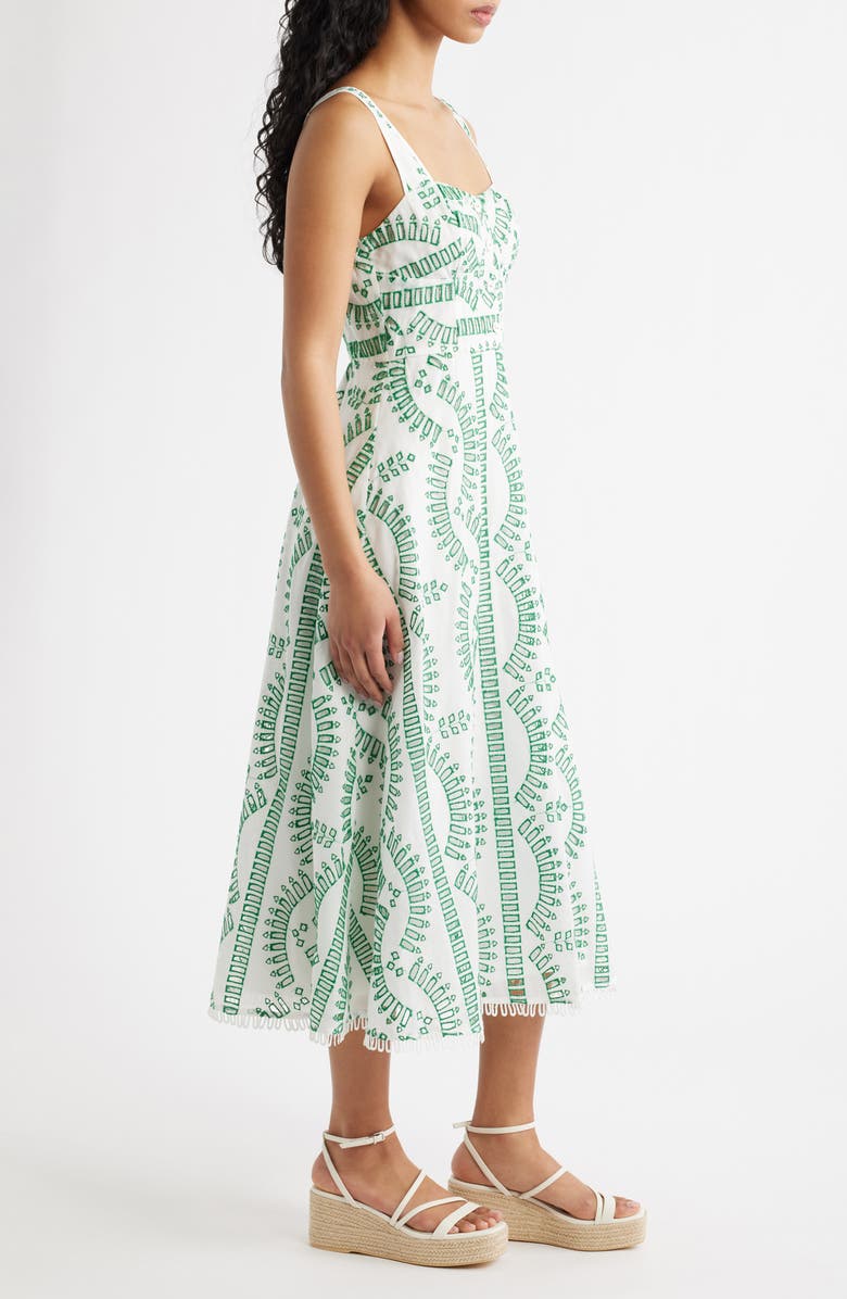 MOON RIVER Embroidered Detail Midi Dress, Alternate, color, Green Multi