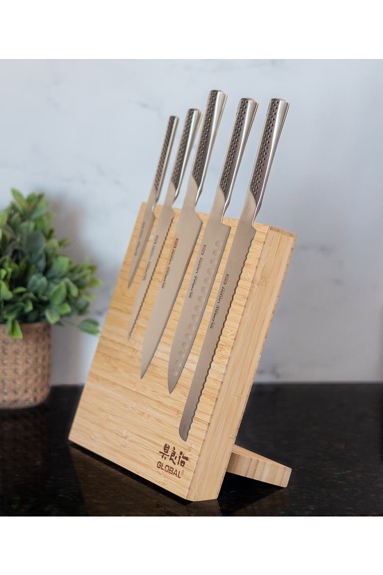 Bitoku Ukon Essentials 6 Piece Knife Set with Magnetic Block, Alternate, color, Bamboo