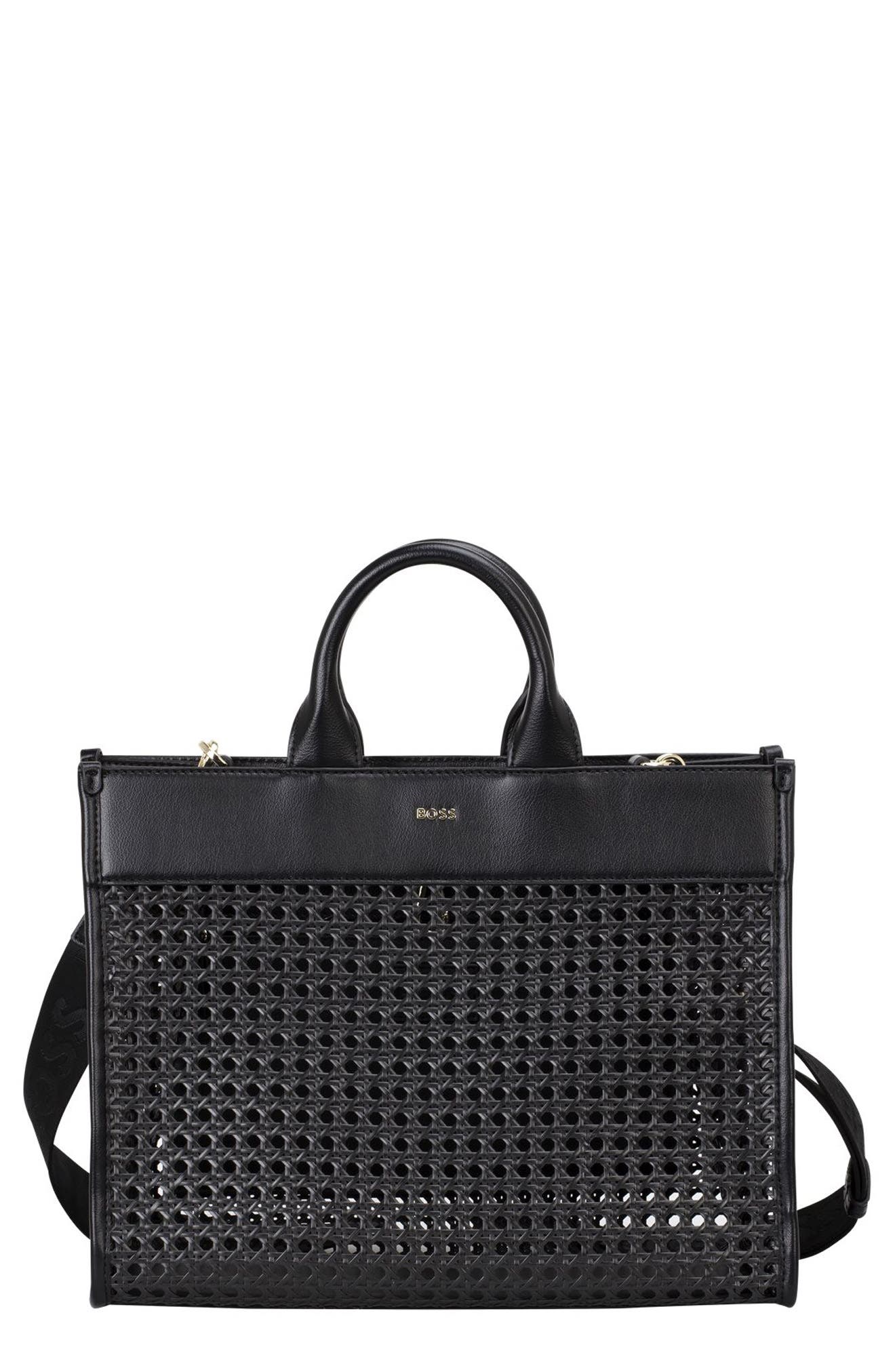 BOSS Sandy Woven Tote, Main, color, Black
