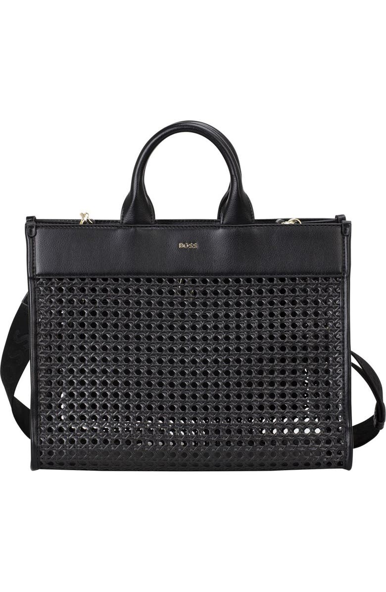 BOSS Sandy Woven Tote, Main, color, Black