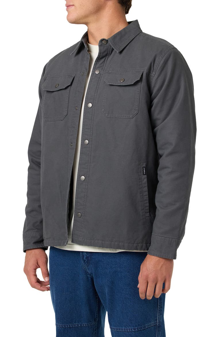 Bronsen High Pile Fleece Lined Snap-Up Canvas Jacket, Alternate, color, DARK SHADOW