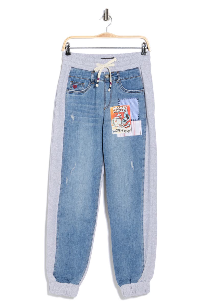 Desigual Mickey Mouse Mixed Media Sweatpants, Main, color, Medium Blue