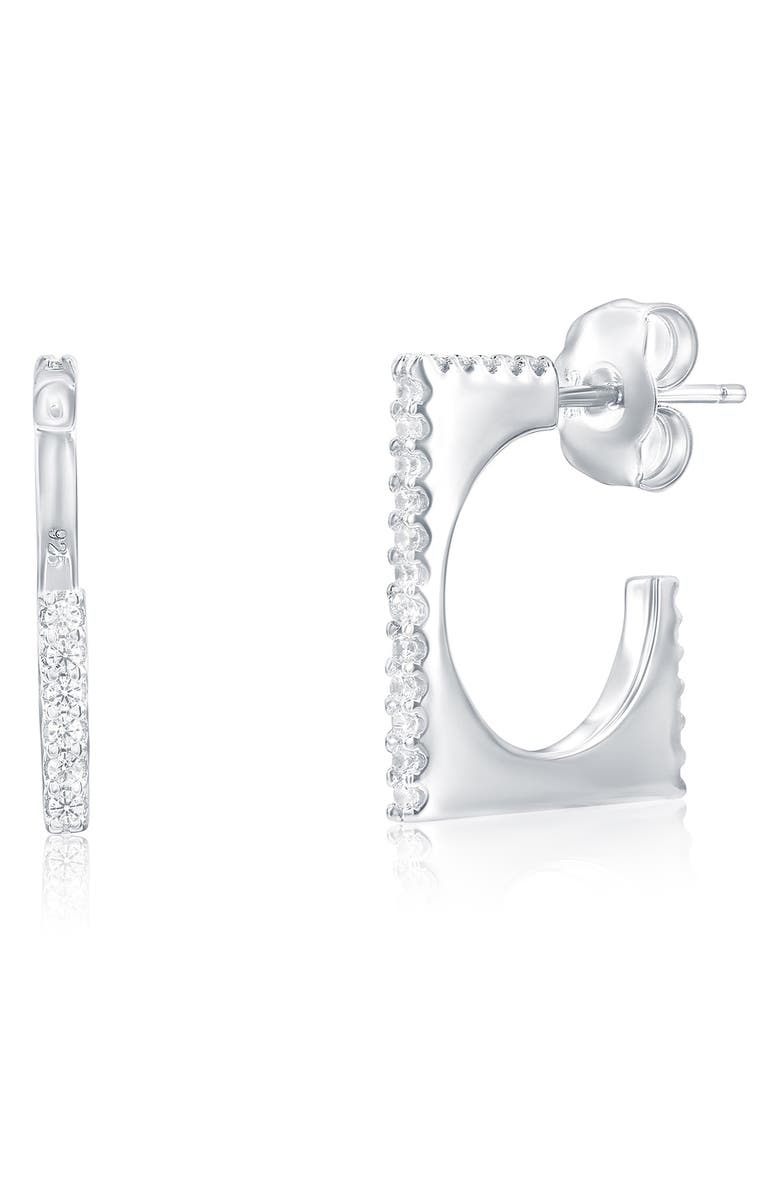 SUZY LEVIAN Cubic Zirconia Square Hoop Earrings, Alternate, color, White