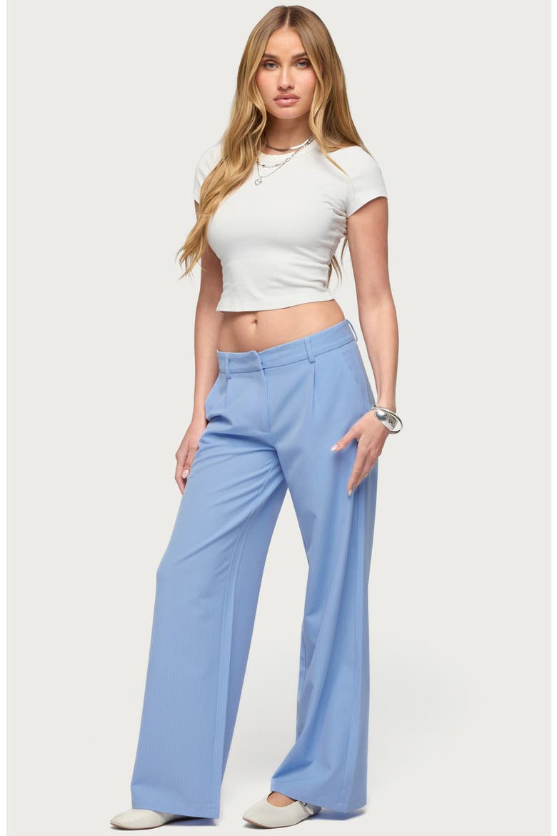 Pinstripe Low Rise Straight Leg Pants, Alternate, color, LIGHT-BLUE