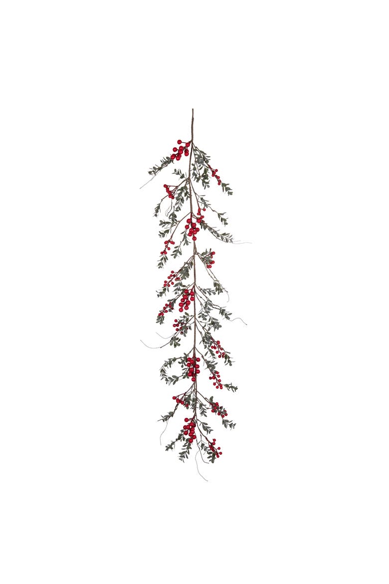 Red Berry & Tiny Leaf Garland 52", Main, color, Green