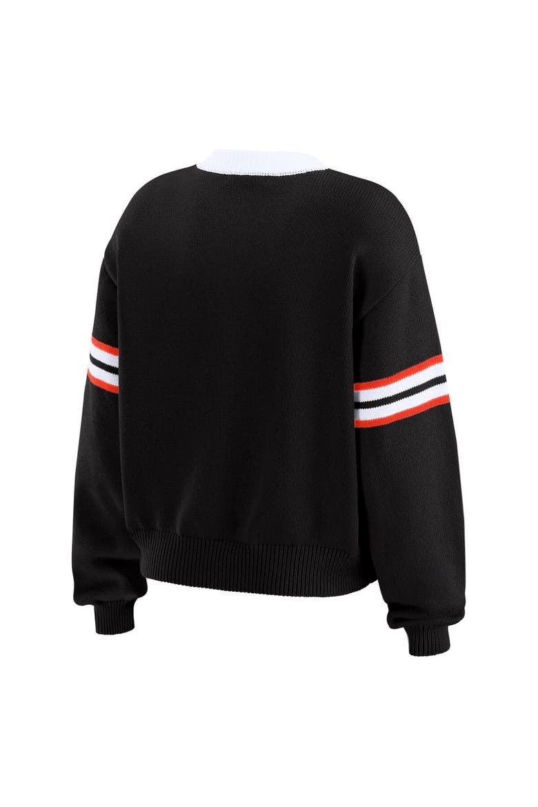 Women's WEAR by Erin Andrews Black  Cincinnati Bengals Lace-Up Sweater, Alternate, color, Black