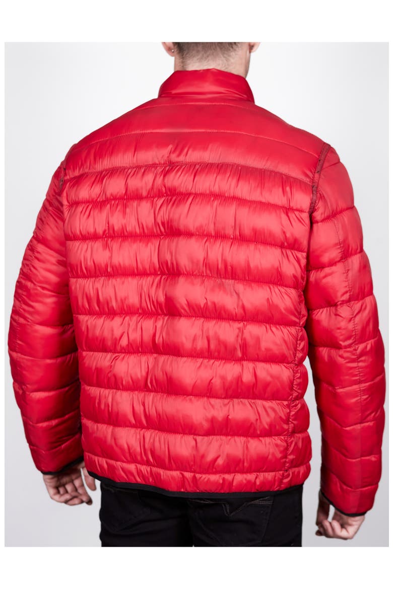Reversible Leather Puffer Jacket, Alternate, color, BLACK/ RED