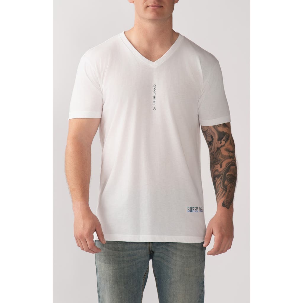 BORED REBEL Groomsman V-Neck Graphic Undershirt in White  product