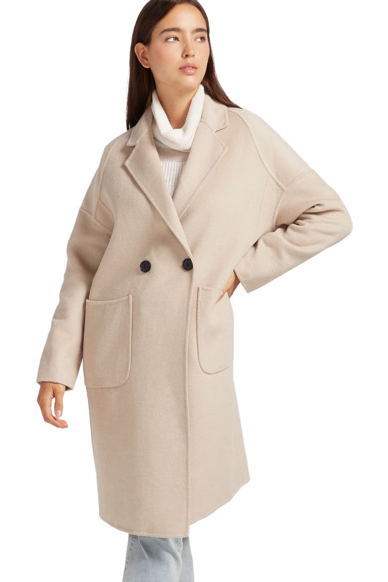 Publisher Double Breasted Wool Blend Coat, Alternate, color, Sand