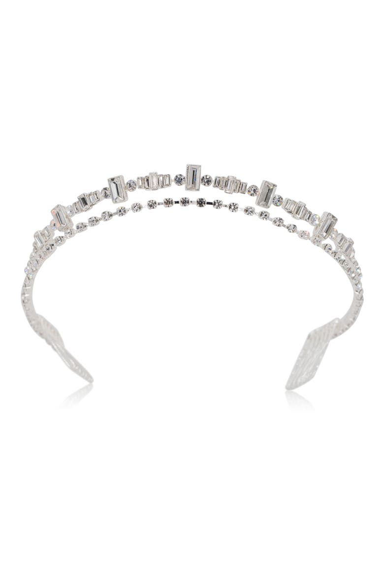 Amora Crystal Crown Comb, Main, color, SILVER