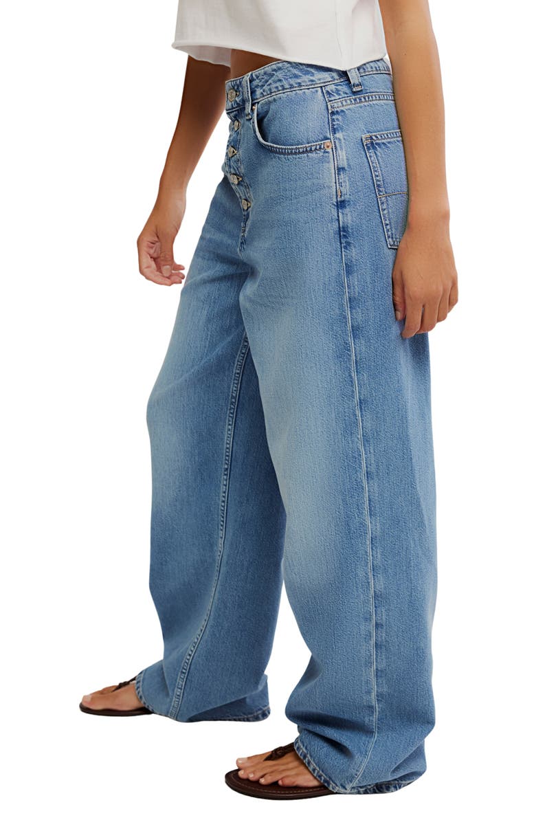 Nia Exposed Button Wide Leg Jeans