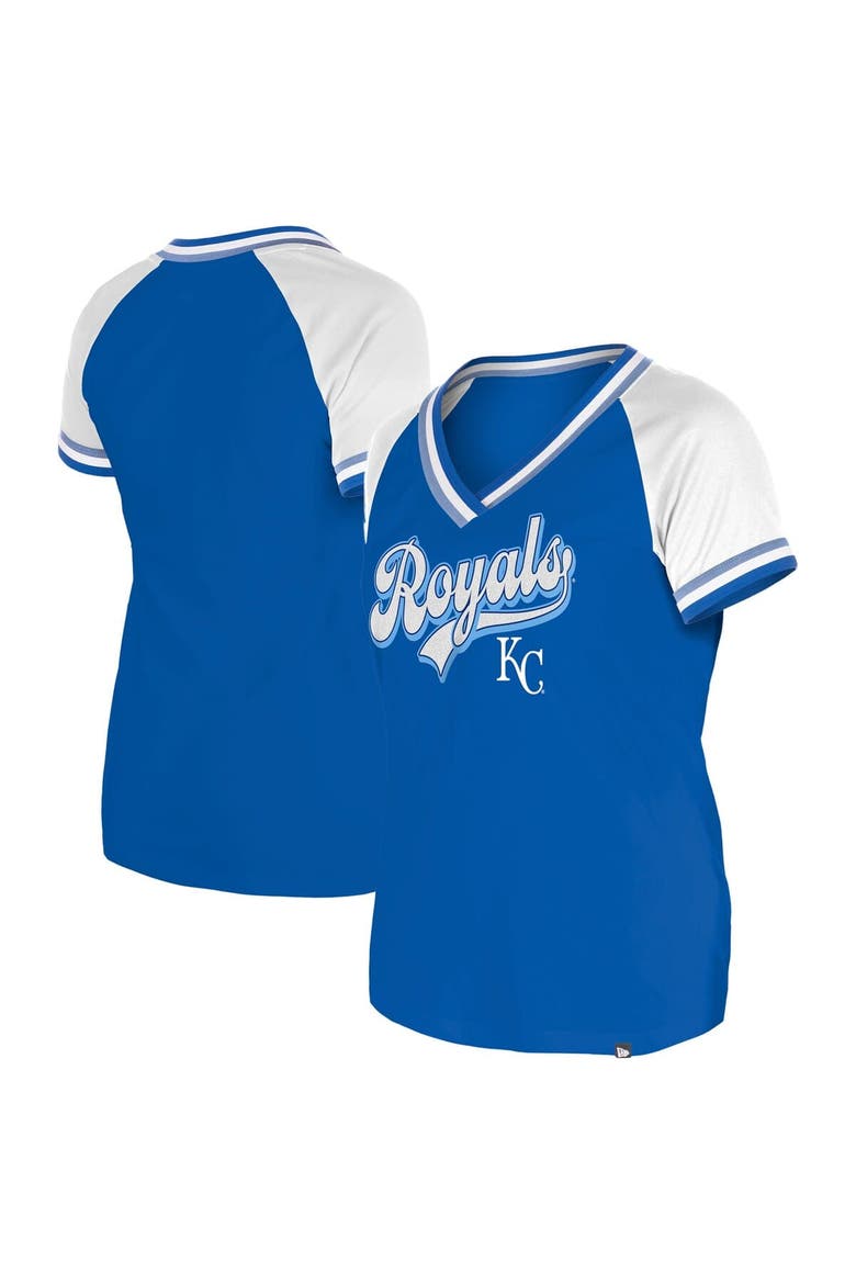 Women's New Era Royal Kansas City Royals Gameday Raglan V-Neck T-Shirt, Alternate, color, Royal
