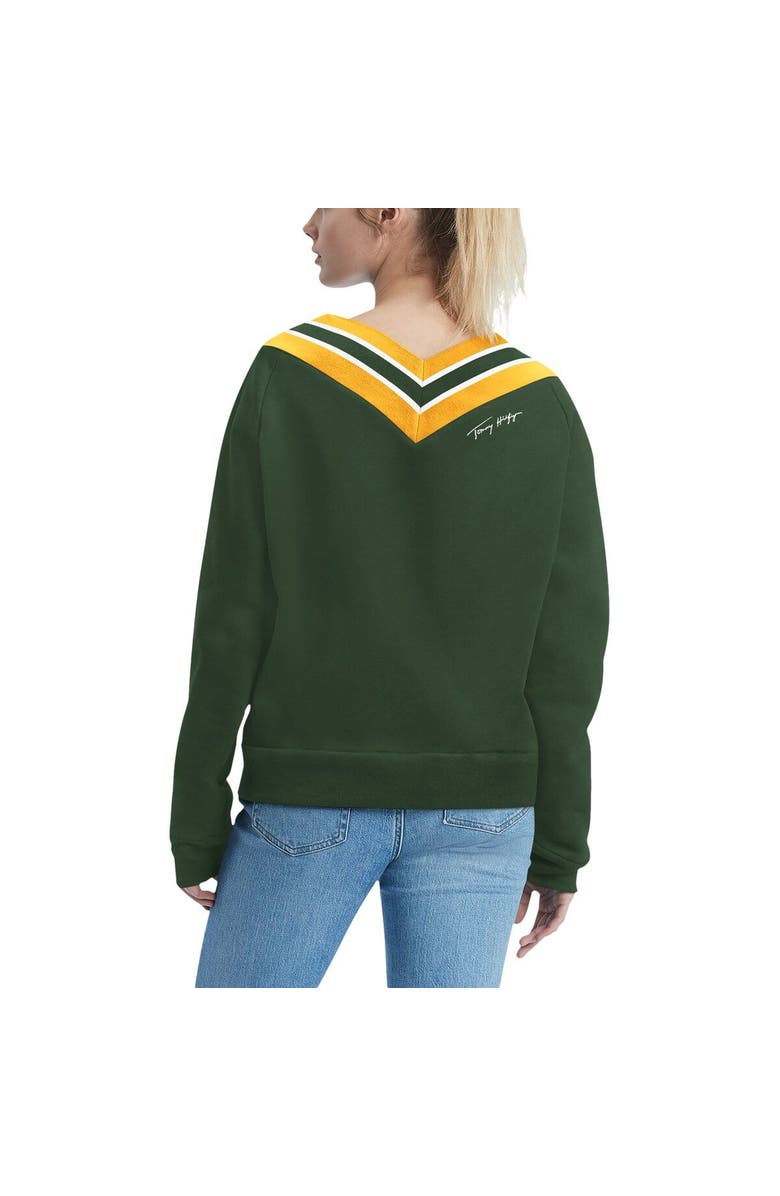 Tommy Hilfiger Women's Tommy Hilfiger Green Green Bay Packers Heidi Raglan V-Neck Sweater, Alternate, color, 