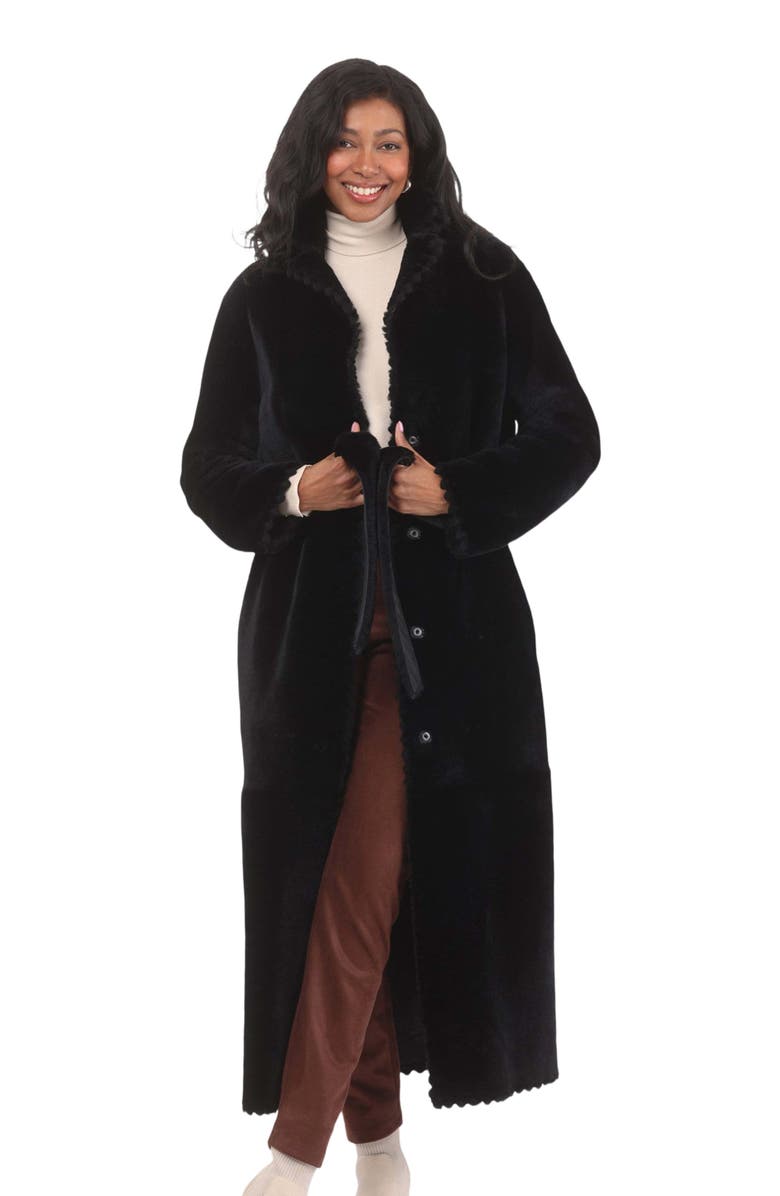 GORSKI Reversible Shearling Lamb Long Coat, Alternate, color, Cream/Cream