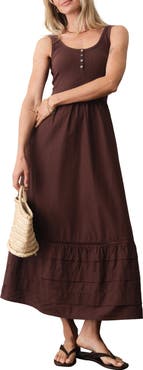 Marine Layer Lexi Rib & Poplin Sleeveless Midi Dress