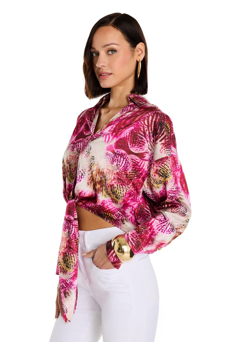 Cecilia Silk Tie-Front Blouse, Alternate, color, Bright Orchid