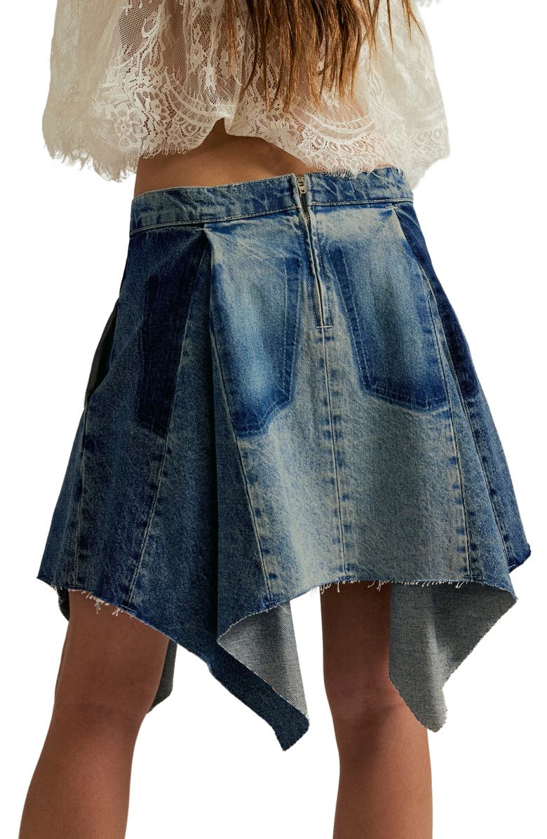 Free People Wild River Denim Handkerchief Hem Midi Skirt, Alternate, color,