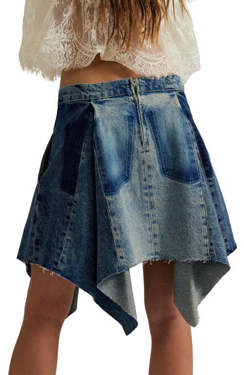Free People Wild River Denim Handkerchief Hem Midi Skirt In Blue