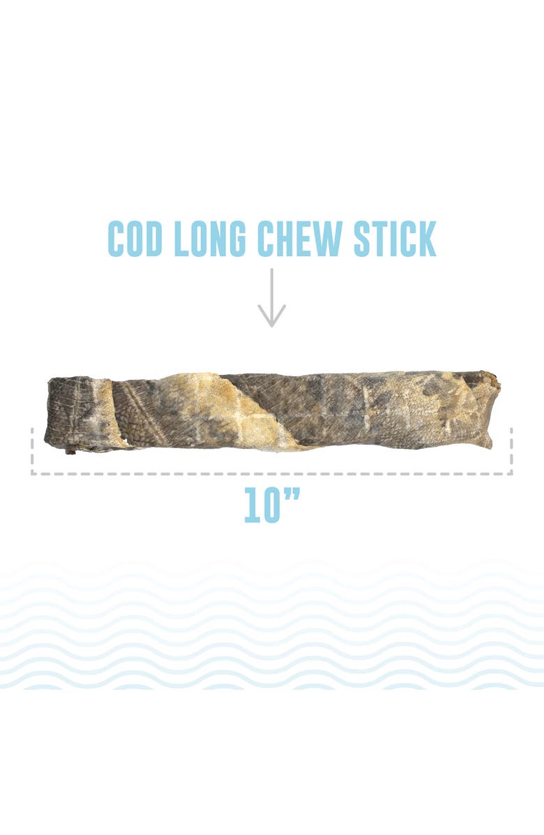 ICELANDIC+ Cod Skin 10" Long Hand Wrapped Dog Chew Stick, 2Pack, 3.2Oz Bag, Alternate, color,