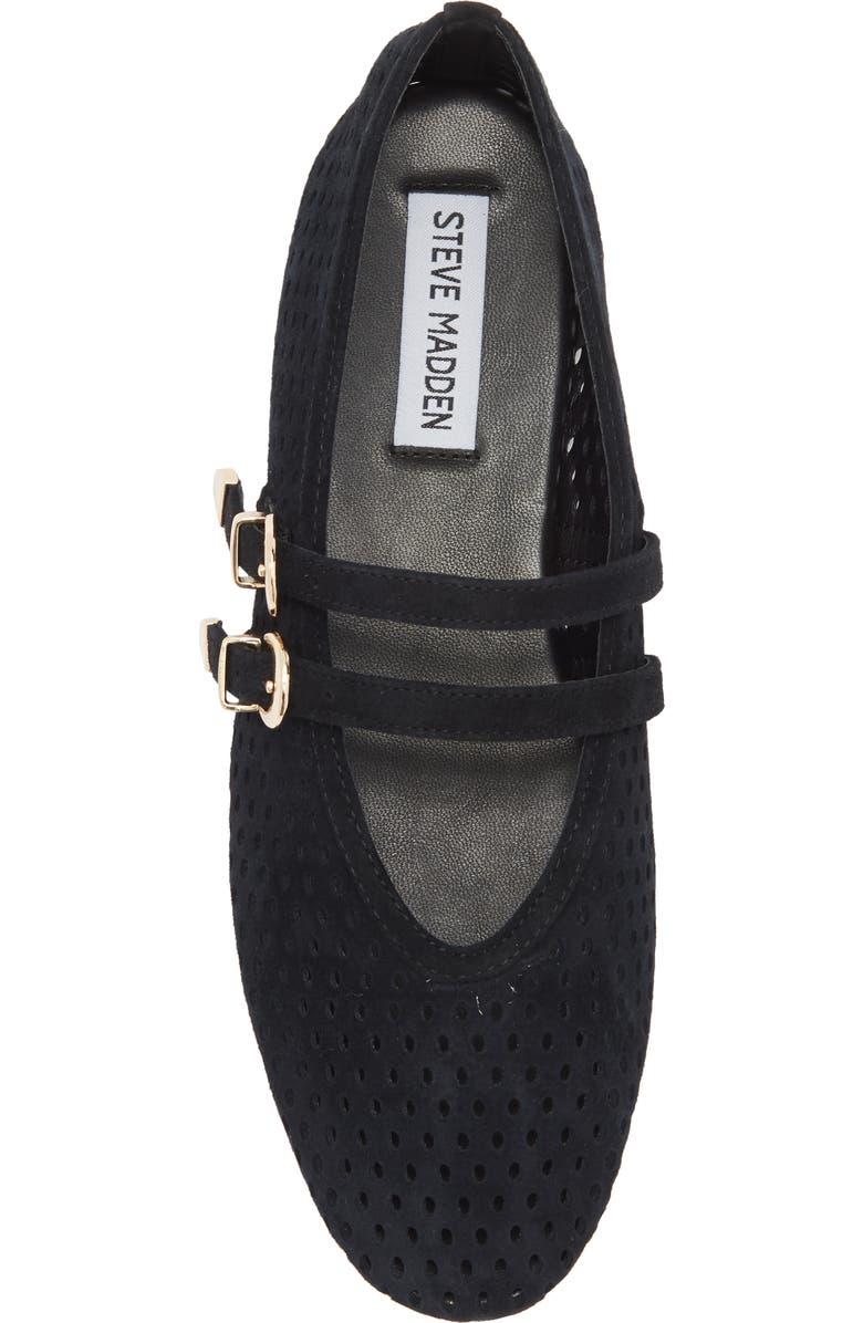 Steve Madden Lissa Perforated Mary Jane Flat, Alternate, color, Black Suede