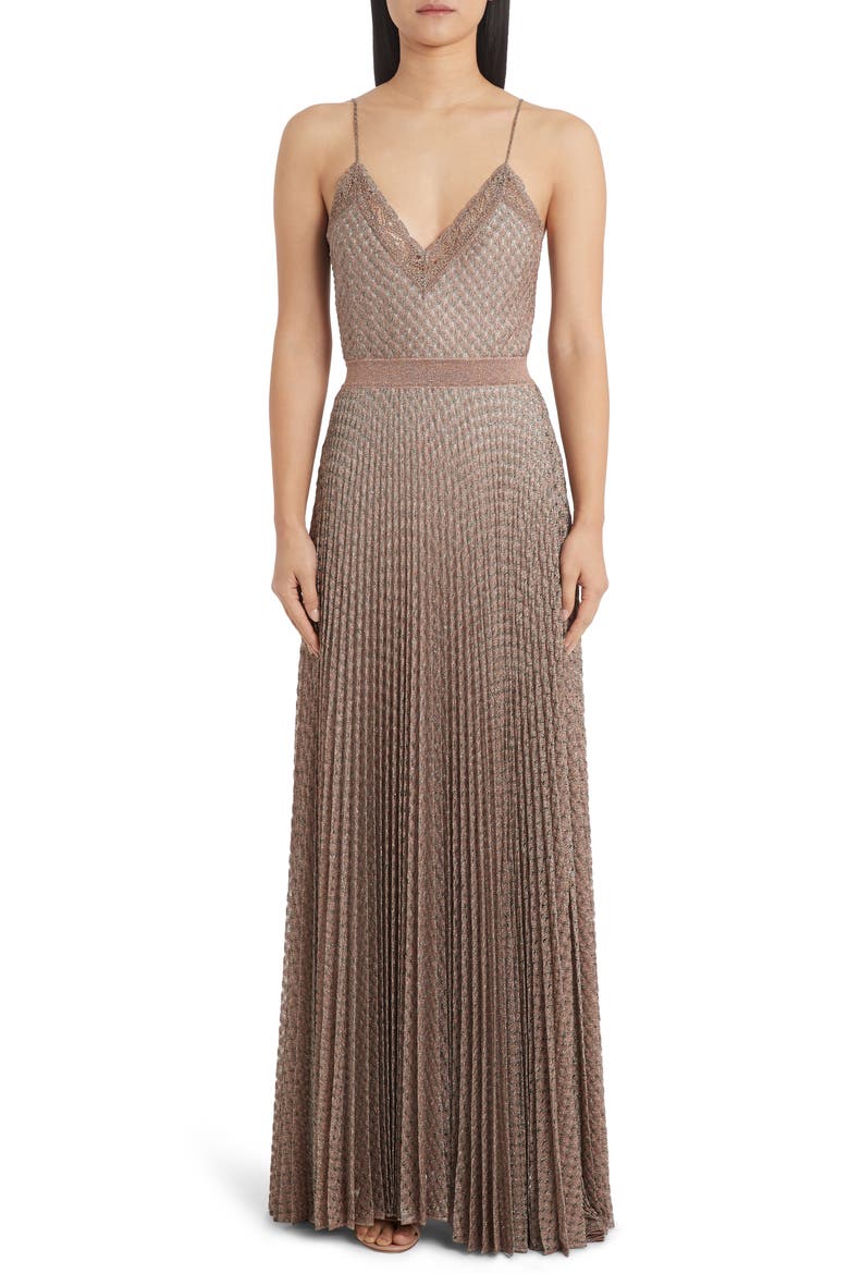 Metallic Pointelle Gown, Main, color, LIGHT PINK