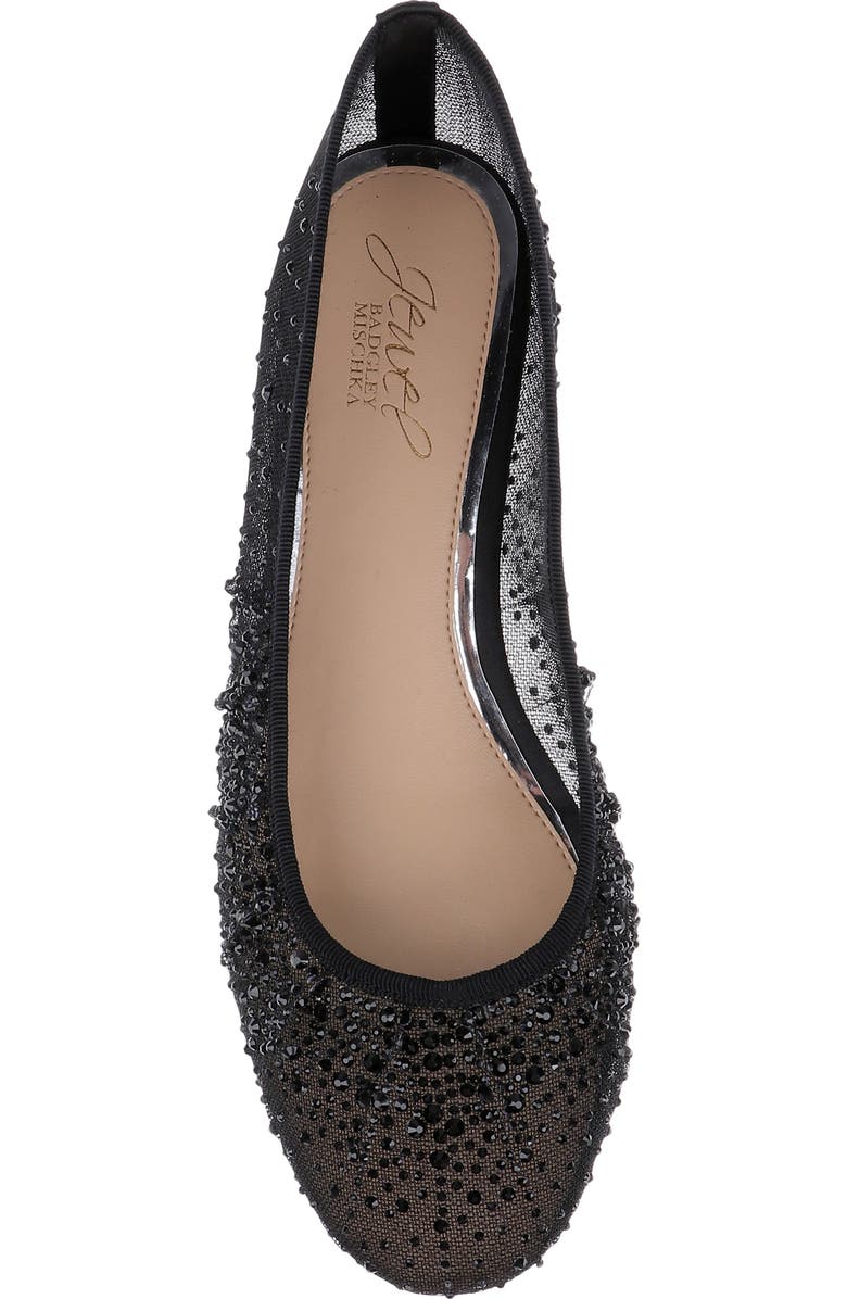 Jewel Badgley Mischka Nuala Embellished Flat, Alternate, color, Black