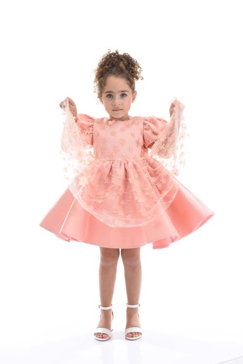 Tulleen Moneta Floral-appliqué Dress In Coral