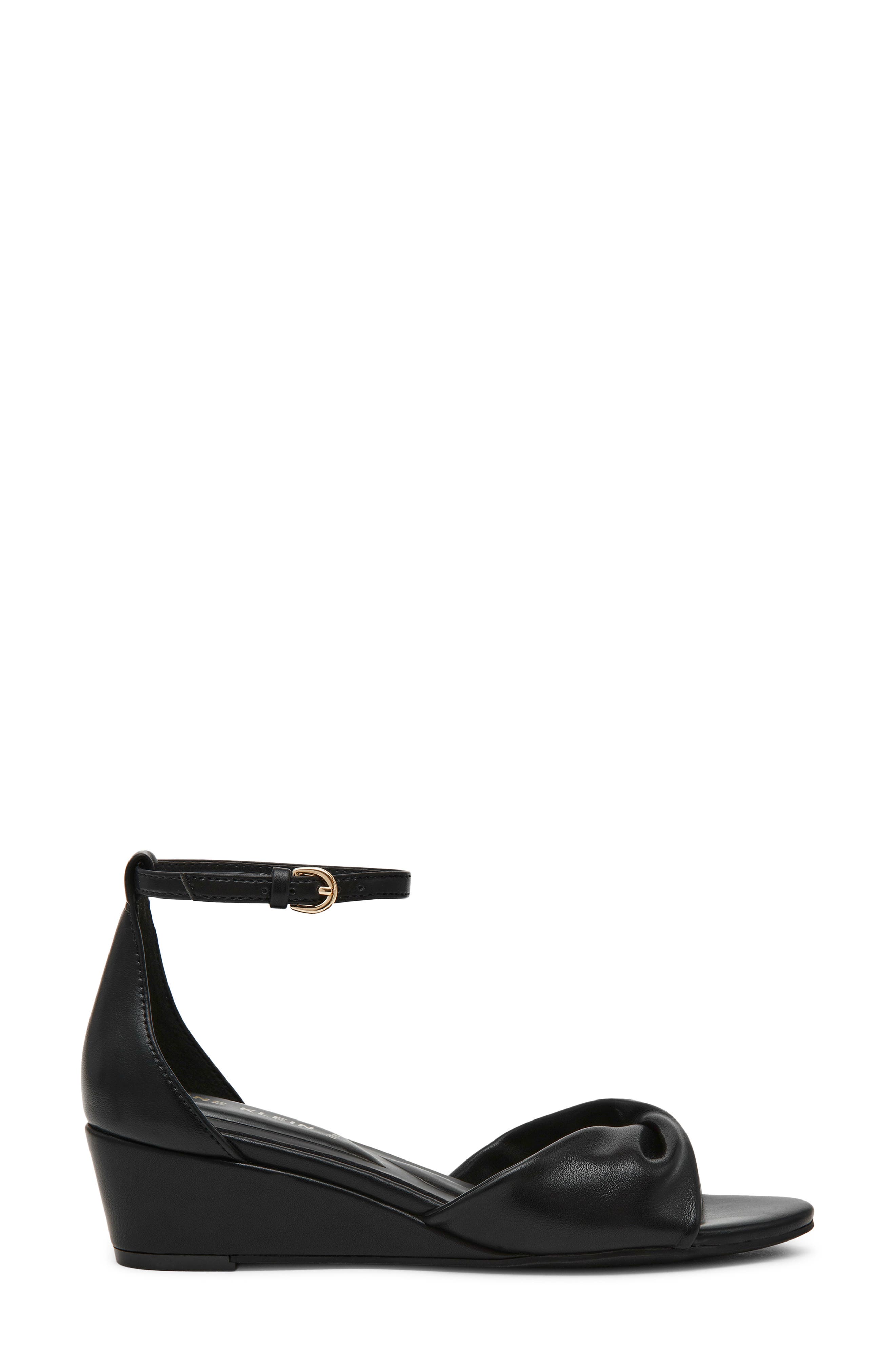 Anne Klein Whitby Ankle Strap Slide Sandal, Alternate, color, Black Smooth