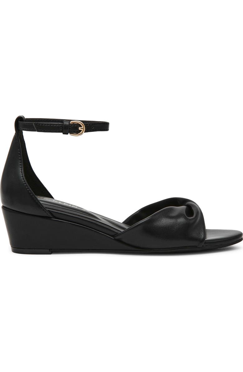 Anne Klein Whitby Ankle Strap Slide Sandal, Alternate, color, Black Smooth