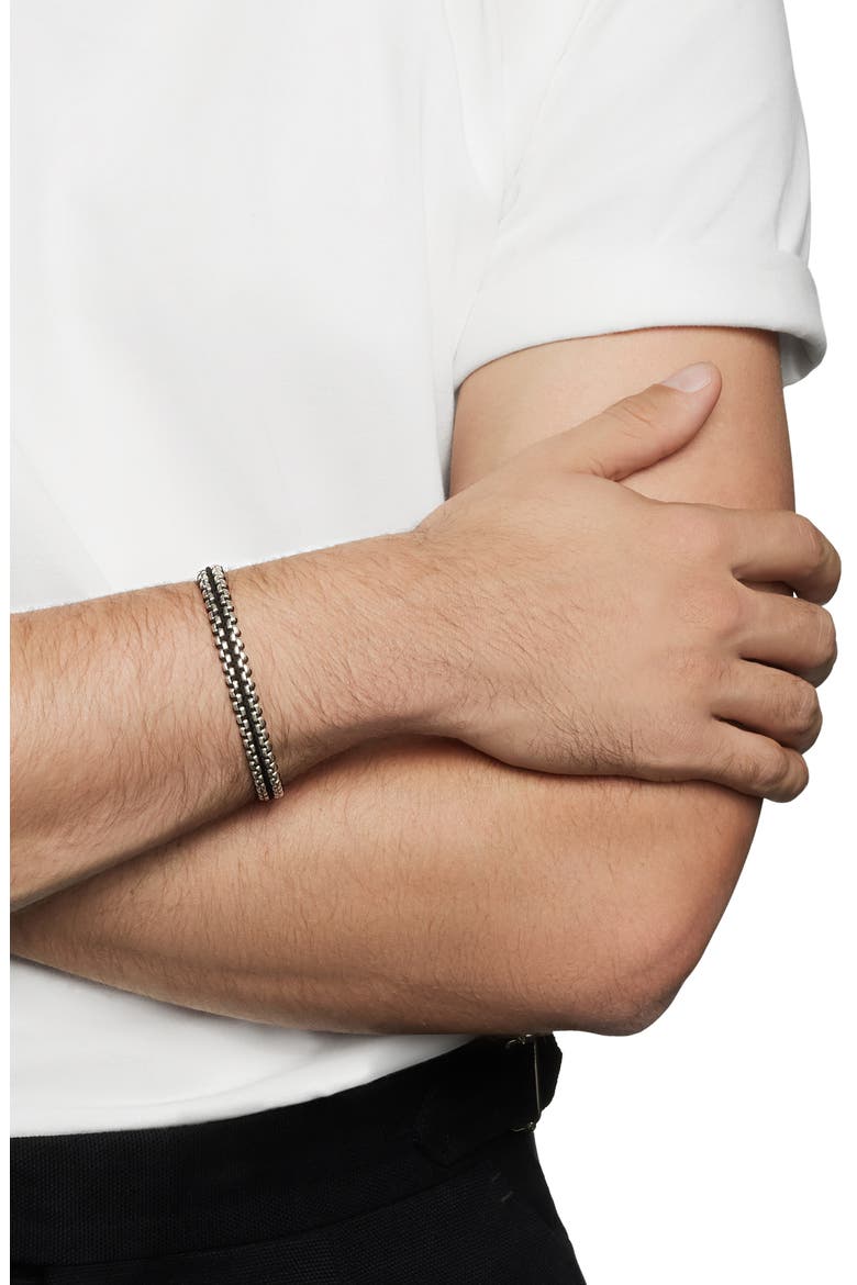 Men's Woven Box Chain Bracelet in Sterling Silver with Nylon, 10mm, Alternate, color, BLACK
