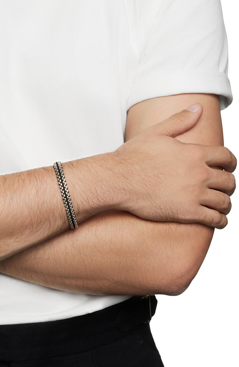 David Yurman Men's Woven Box Chain Bracelet in Sterling Silver with Nylon, 10mm, Alternate, color, Black