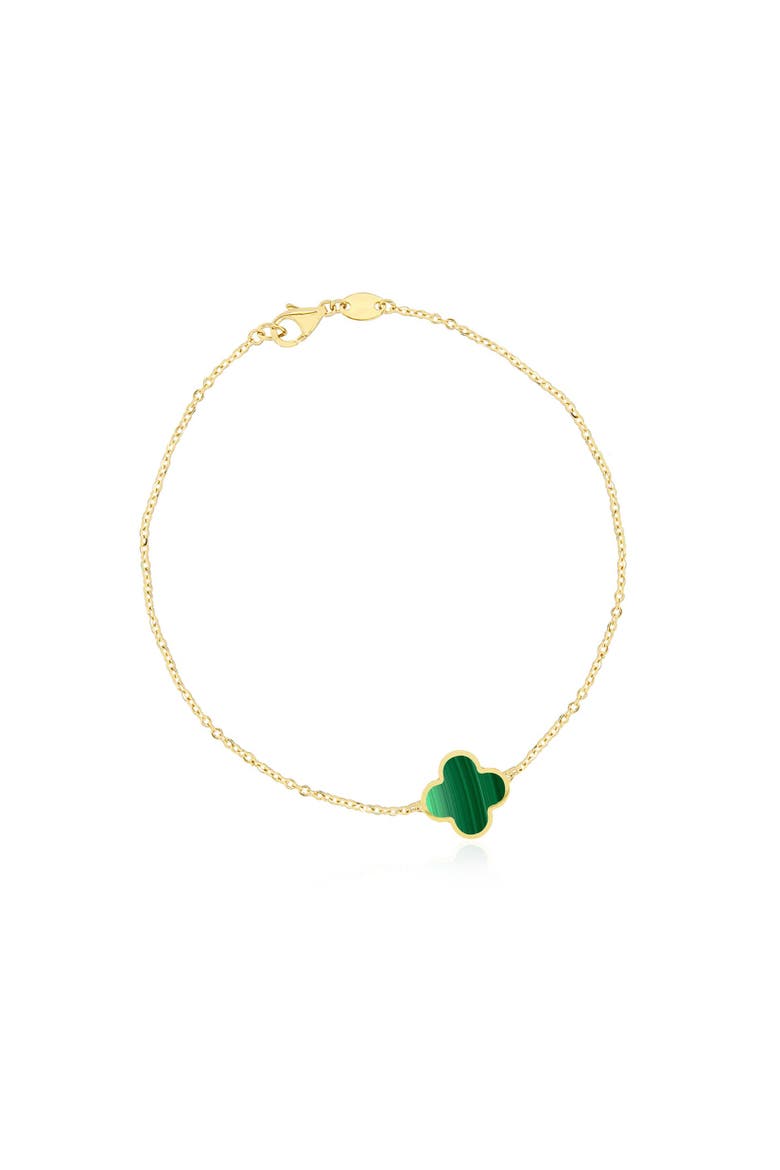 Small Malachite Single Clover Bracelet, Main, color, Malachite